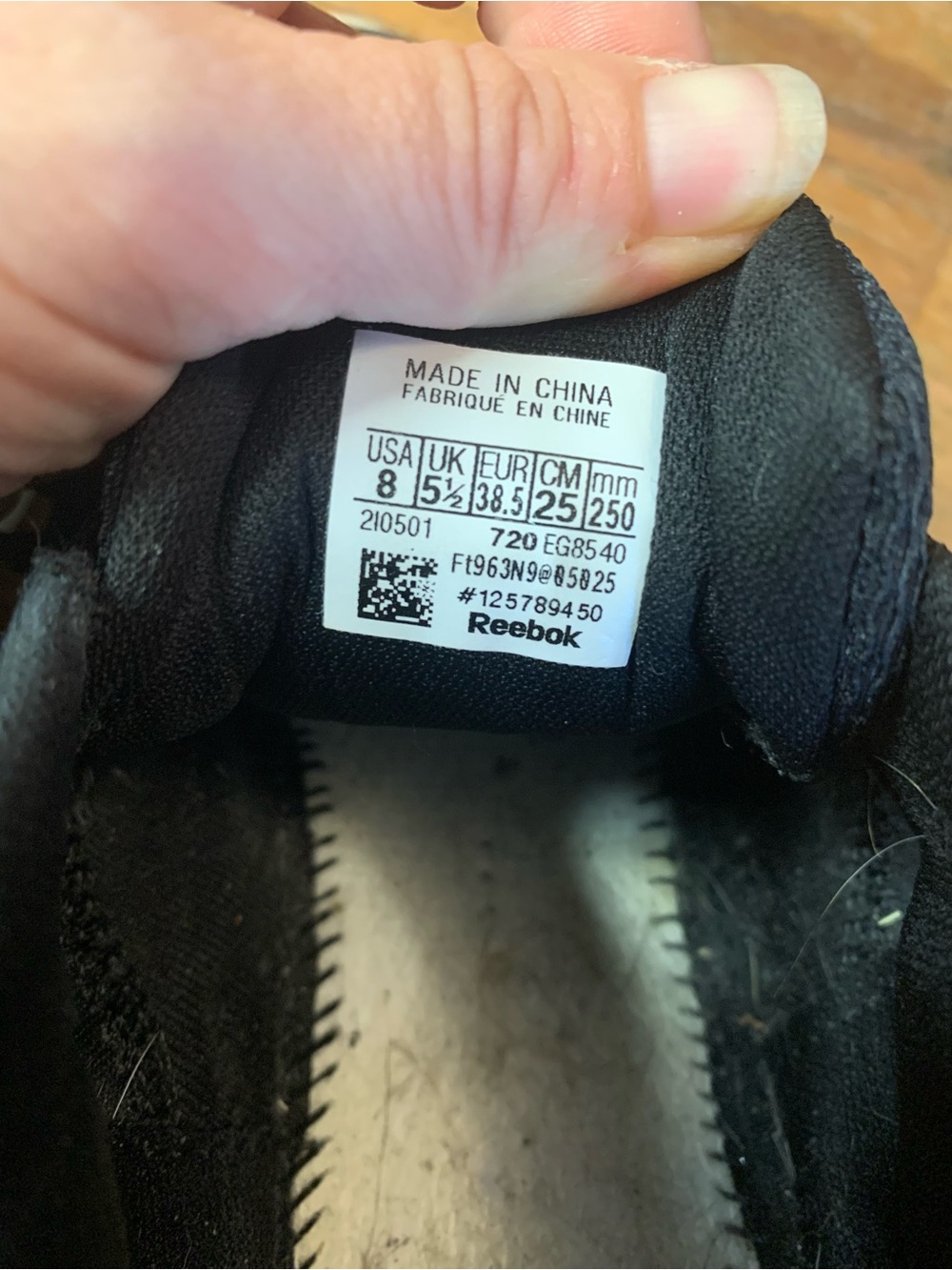 Reebok Black White Athletic Running Shoes Sneakers Size 8 - Picture 7 of 7